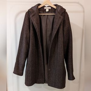 Women's Brown Hooded Wool Knit Coat